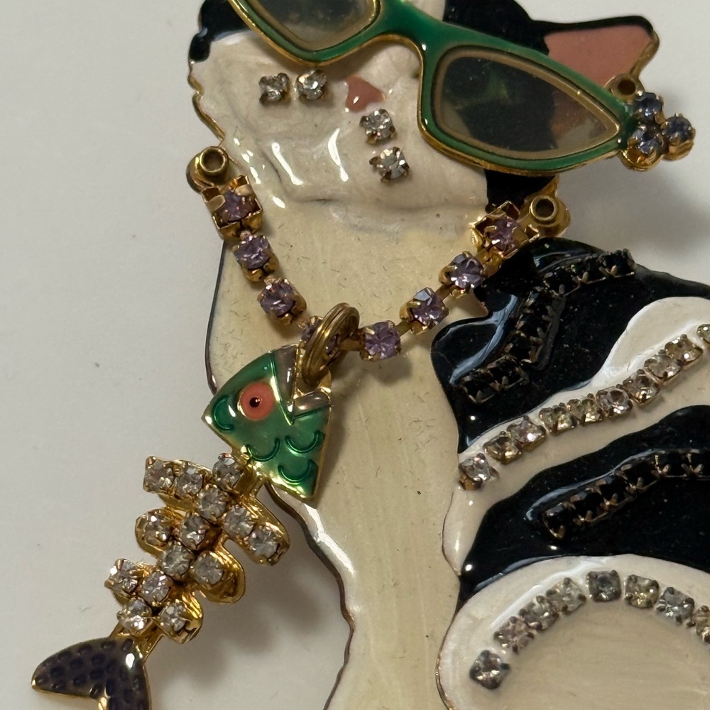 Vintage lunch at the Ritz Cat Brooch & enhancer. Gold plated. - Picture 2 of 6